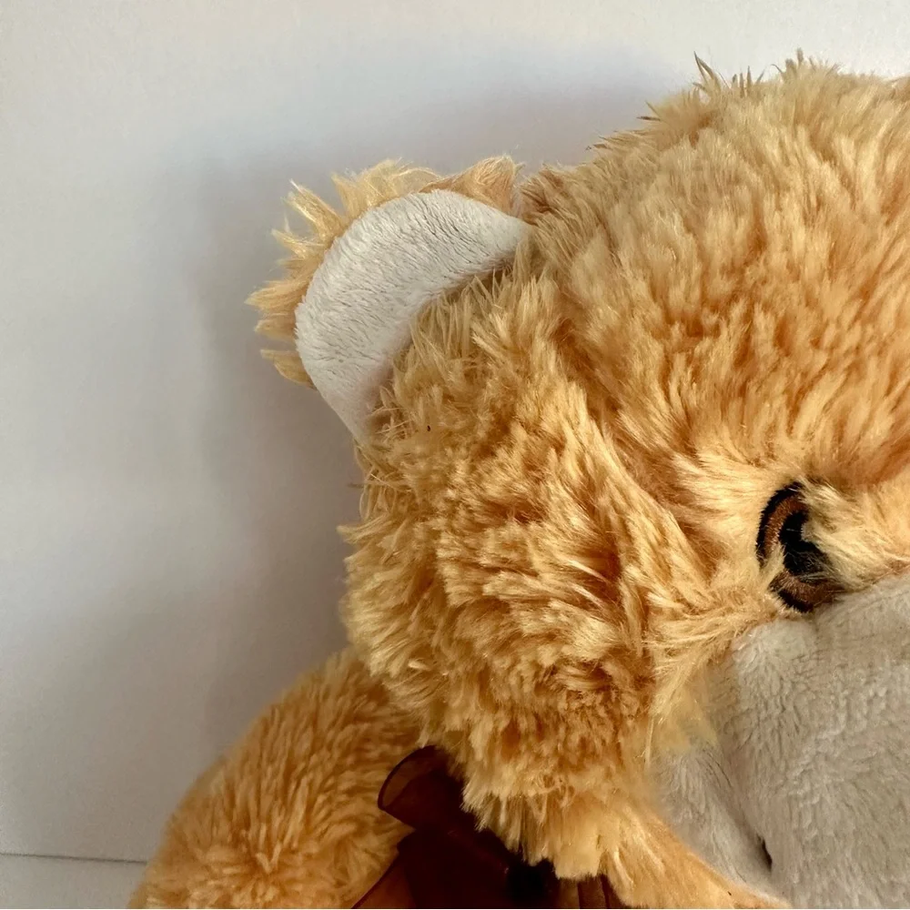 Calplush 2015 Tan Brown Teddy Bear Plush Love Heart Bow Cuddly Stuffed Animal